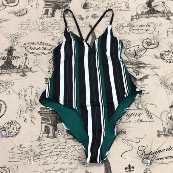 Dolce Vita V-Neck Stripe Print One-Piece Swimsuit - Picture 6 of 8